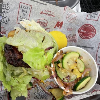 Mugshots Grill & Bar - Foley, AL - Big kahuna with lettuce wrap and grilled vegetables - Burgers Near Me - Foley, Alabama Mugshots Grill & Bar - Foley, AL - Big kahuna with lettuce wrap and grilled vegetables - Burgers Near Me - Foley, Alabama