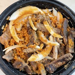 Suya and Jollof rice. The Suya was bland. They only give you a small portion of Suya. The Suya costs $16.00 Suya and Jollof rice. The Suya was bland. They only give you a small portion of Suya. The Suya costs $16.00