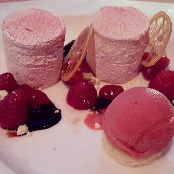 The Bernards Inn - RICOTTA LEMON CHEESECAKE (do not recommend - too cakey, no taste, but the strawberry sorbet was great! ) - Hotels Near Me - Bernardsville, New Jersey