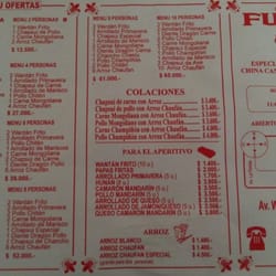 Fu Hua - Menú