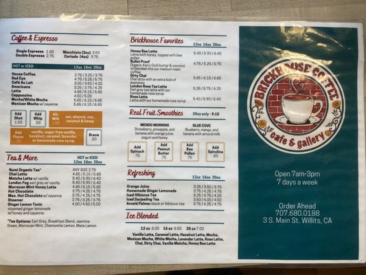 Menu photo 3 Brickhouse Coffee Willits, CA