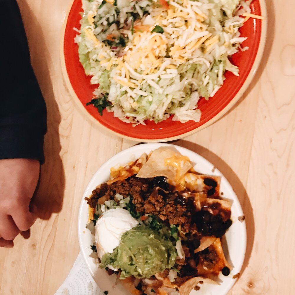 Provecho - Half order of nachos and chicken tostada. Should've just gotten a full order of nachos! - Mexican Near Me - Vancouver, Washington