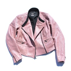 Leather Waves - Crocodile print fitted short motorcycle jacket 2015