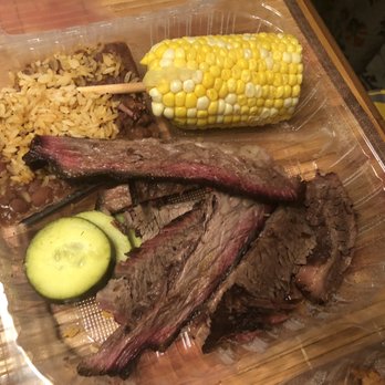 Bell's BBQ - Brisket meal with corn on the cob and red beans and rice. - Barbeque Near Me - Henderson, Nevada