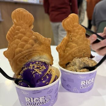 Rice Culture - Ube Pumpkin Swirl w/ Ube Taiyaki & Black Sesame and Hojicha Swirl w/ Red Bean Taiyaki - Desserts Near Me - Vienna, Virginia Rice Culture - Ube Pumpkin Swirl w/ Ube Taiyaki & Black Sesame and Hojicha Swirl w/ Red Bean Taiyaki - Desserts Near Me - Vienna, Virginia
