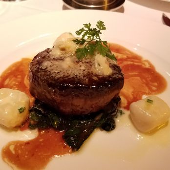 Gary Danko - Seared Filet of Beef with Potato Gnocchi, Olive Oil, Swiss Chard, and Stilton Butter - New American Near Me - San Francisco, California Gary Danko - Seared Filet of Beef with Potato Gnocchi, Olive Oil, Swiss Chard, and Stilton Butter - New American Near Me - San Francisco, California