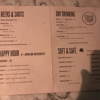 North Light - Beer, shots, Happy Hour, soft drinks and coffee menu at North Light in Oakland. - Cocktail Bars Near Me - Oakland, California North Light - Beer, shots, Happy Hour, soft drinks and coffee menu at North Light in Oakland. - Cocktail Bars Near Me - Oakland, California