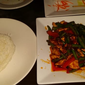 Nine & Nine Thai Kitchen - Prik Khing Chicken and Steamed Rice.  The heart was a nice touch. - Thai Near Me - Pasadena, California