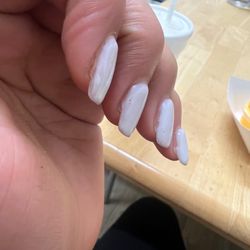 Q And Q Nails - Black Spots Are Air Bubbles Left. Paint Also Not Finished. Take This Picture As A Warning.!