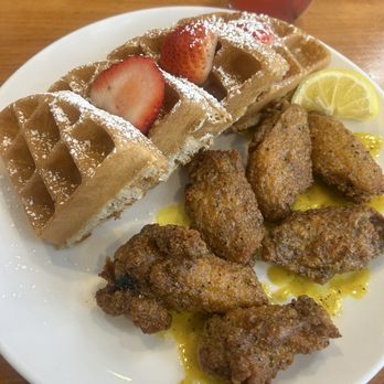 Home Sweet Home Cafe & Brunch - Chicken and Waffle (lemon pepper) - Breakfast & Brunch Near Me - Baltimore, Maryland