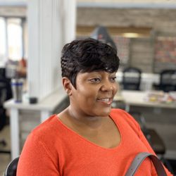 Relaxer, cut and style.