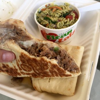 Clean Eatz - Wilmington - Philly flatbread with kale pasta salad - Cafes Near Me - Wilmington, North Carolina Clean Eatz - Wilmington - Philly flatbread with kale pasta salad - Cafes Near Me - Wilmington, North Carolina