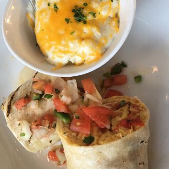 Apres Diem - Breakfast burrito & side of Cheese Grits - Bars Near Me - Atlanta, Georgia