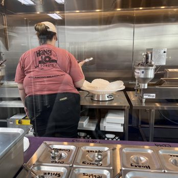 Hang 10 Donuts - Cake donuts being fried. Hot and ready to be dipped based on your custom order. - Coffee & Tea Near Me - Atlantic Beach, North Carolina