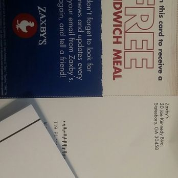 Zaxbys - The mail club freebie - Fast Food Near Me - Spring, Texas
