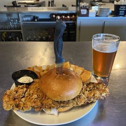 Oliver’s Pub & Grill - Corn flake encrusted Haddock. So good. Highly recommended.