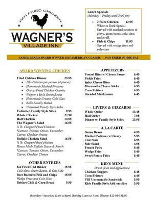 Menu photo 2 Wagner's Village Inn Oldenburg, IN Menu photo 2 Wagner's Village Inn Oldenburg, IN