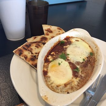 Cafe Stella - Shakshuka poached eggs with pita wedges - Coffee & Tea Near Me - Norfolk, Virginia