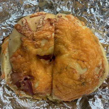 Bagel Factory - Jalapeño-Cheddar bagel w/bacon, egg, and cheese - Bakeries Near Me - Myrtle Beach, South Carolina