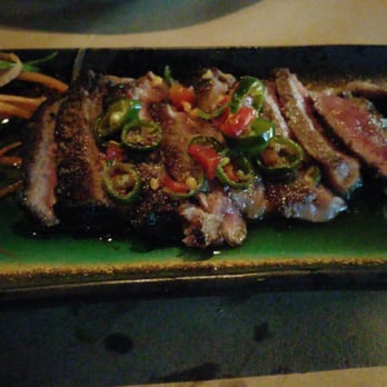Bonefish Grill - Steak Tataki app - hidden fat on the back of the right most piece - Seafood Near Me - Plantation, Florida