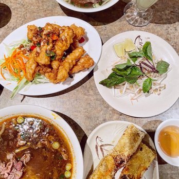 Pho Mi 289 - Deep Fried Pork Spring Rolls, Salt and Pepper Squid, Well Done Brisket Rice Noodle Soup, Satay Beef Rice Noodle Soup and Avocado smoothie - Vietnamese Near Me - Mississauga, Ontario Pho Mi 289 - Deep Fried Pork Spring Rolls, Salt and Pepper Squid, Well Done Brisket Rice Noodle Soup, Satay Beef Rice Noodle Soup and Avocado smoothie - Vietnamese Near Me - Mississauga, Ontario