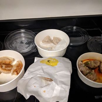 3 Times - Fried dumplings, soup dumplings, wontons in spicy chili oil (left to right) - Dim Sum Near Me - New York, New York 3 Times - Fried dumplings, soup dumplings, wontons in spicy chili oil (left to right) - Dim Sum Near Me - New York, New York