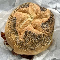 Yaphank Deli - BEC on a Keiser seeded roll