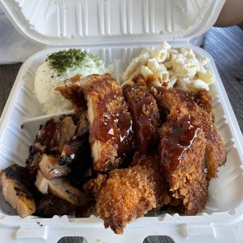 808 Local Hawaiian Grill - The Puaa Combo Plate Chicken Katsu and BBQ chicken combine into one meal - heaven sent kind of meal (substitute side items are addl. charge) - Hawaiian Near Me - Orange, California 808 Local Hawaiian Grill - The Puaa Combo Plate Chicken Katsu and BBQ chicken combine into one meal - heaven sent kind of meal (substitute side items are addl. charge) - Hawaiian Near Me - Orange, California
