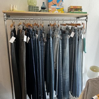Stitches Vintage - Great selection of jeans! 1 out of the many racks - Men's Clothing Near Me - Austin, Texas