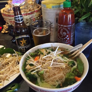 Pho 95 - Vegetarian Pho and a Sapporo at the bar. - Vietnamese Near Me - Denver, Colorado Pho 95 - Vegetarian Pho and a Sapporo at the bar. - Vietnamese Near Me - Denver, Colorado