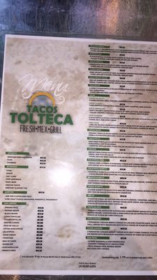 Menu photo 2 Tacos Tolteca Baltimore, MD