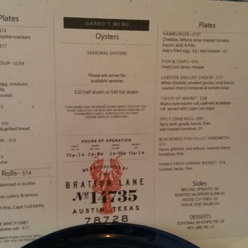 Garbo’s - Menu - Seafood Near Me - Austin, Texas Garbo’s - Menu - Seafood Near Me - Austin, Texas