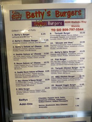 Menu photo 7 Betty’s Burgers Honolulu, HI Menu photo 7 Betty’s Burgers Honolulu, HI