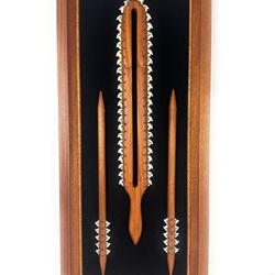 TikiMaster - Custom koa shadowbox with 2 loa spears and large sword. 100% locally made.