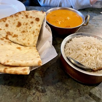 Chutneys Indian Restaurant - Cheesy naan, chicken masala and rice - Indian Near Me - Vancouver, Washington