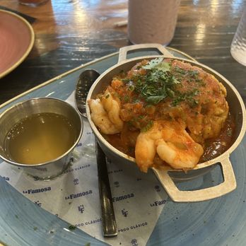 La Famosa - Shrimp mofongo with a pineapple and guava milkshake - Puerto Rican Near Me - Washington, DC, District of Columbia