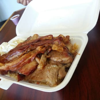 Joe's Grill Express - Shoyu pork with fried rice and a side of bacon.mmmmmmm - American Near Me - Honolulu, Hawaii Joe's Grill Express - Shoyu pork with fried rice and a side of bacon.mmmmmmm - American Near Me - Honolulu, Hawaii