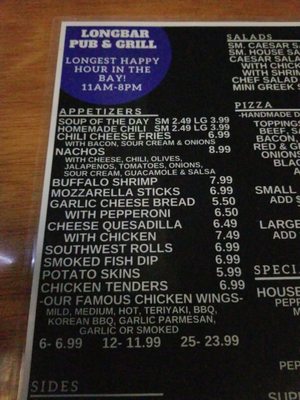 Menu photo 3 Longbar Pub & Grill Tampa, FL