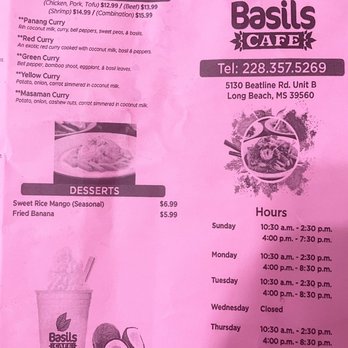 Basil's Café - Updated menu - Vietnamese Near Me - Long Beach, Mississippi Basil's Café - Updated menu - Vietnamese Near Me - Long Beach, Mississippi