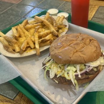 Gazeebo Burgers - The Gazeebo Burger (1/2 lb.) & Cheese Fries - American Near Me - Plano, Texas