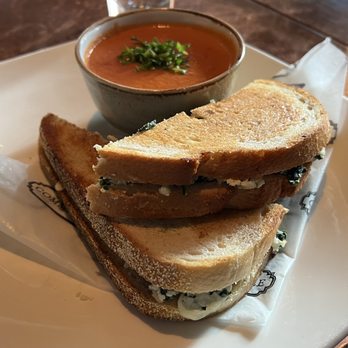 Committee - Spanakopita Grilled Cheese. Say it again, Spanakopita Grilled Cheese with tomato soup?! Yes, please! - Mediterranean Near Me - Boston, Massachusetts