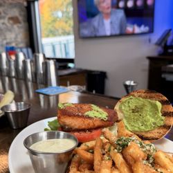 Kenny’s - Salmon Sandwich with Truffle Fries. Enjoyable sandwich. Delicious Truffle Fries.