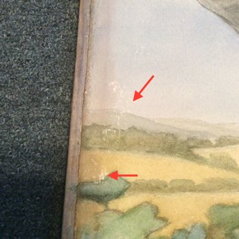 Box & Ship - Further damage to the side from broken glass and jagged wood of the frame. The painting wasn't secured to the frame at all and was loose. - Shipping Centers Near Me - Pasadena, California