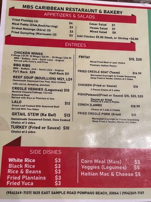 Menu photo 2 MBS Caribbean Restaurant & Bakery Pompano Beach, FL