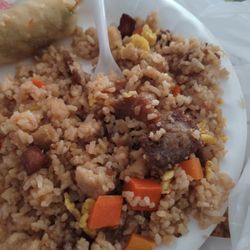 Peking Dragon Chinese Restaurant - Combo fried rice! That wasn't fried and the blveggie were hard the beef look old and stale. The kind that will make you sick