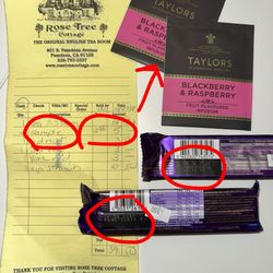 Rose Tree Cottage - My receipt and candy bars showing old expiration dates.