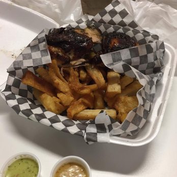 Los Chicos Brasa - Half chicken with yucca fries. Their famous homemade sauce on the side (green is mild, yellow is spicy) - Chicken Wings Near Me - Markham, Ontario Los Chicos Brasa - Half chicken with yucca fries. Their famous homemade sauce on the side (green is mild, yellow is spicy) - Chicken Wings Near Me - Markham, Ontario