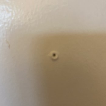 Paintrite Pros - Nail hole left infilled behind door. They had to have noticed when they painted the door - Painters Near Me - Elk Grove, California