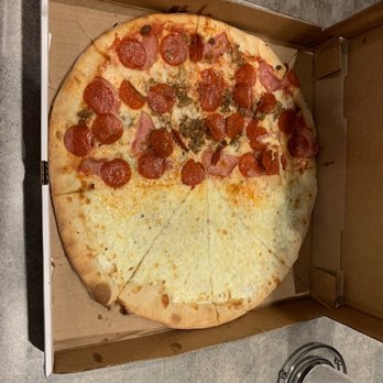 Tony's Pizza - Half meat lovers and half white - Pizza Near Me - Raleigh, North Carolina Tony's Pizza - Half meat lovers and half white - Pizza Near Me - Raleigh, North Carolina