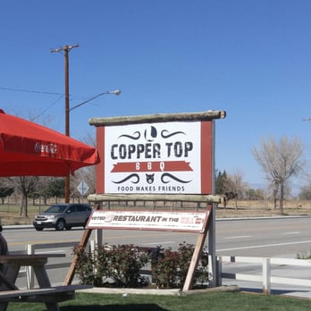 Copper Top BBQ - Sign says "Voted "#1" Best Restauranr in the US on Yelp" - Barbeque Near Me - Big Pine, California Copper Top BBQ - Sign says "Voted "#1" Best Restauranr in the US on Yelp" - Barbeque Near Me - Big Pine, California